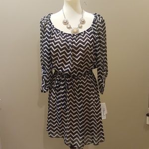 NWT Navy and tan chevron dress